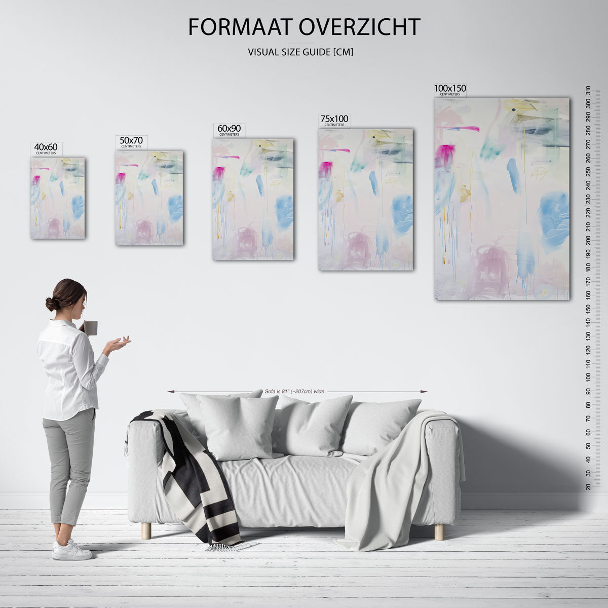 Kleurrijke vegen – staand wanddecoratie kunstwerk