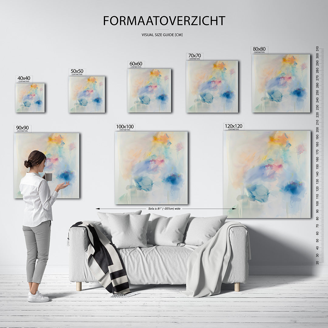 Dromerige kleurencompositie kunstwerk – materiaalweergave – dit kunstwerk toont een zachte mengeling van kleuren met