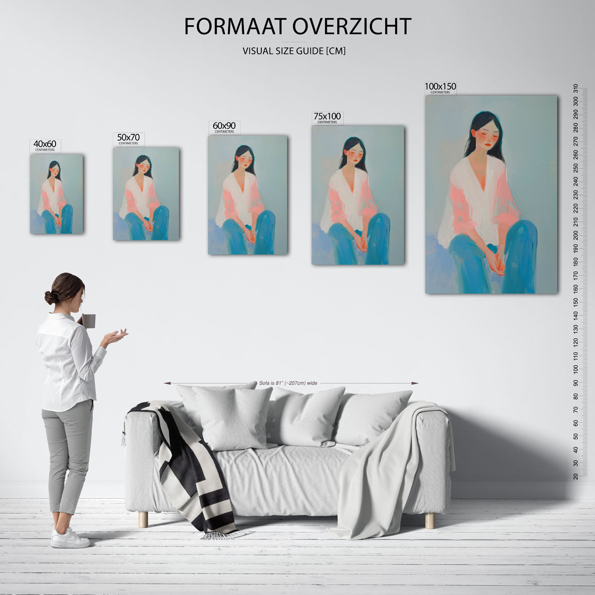 Dromerige vrouw – staand wanddecoratie kunstwerk