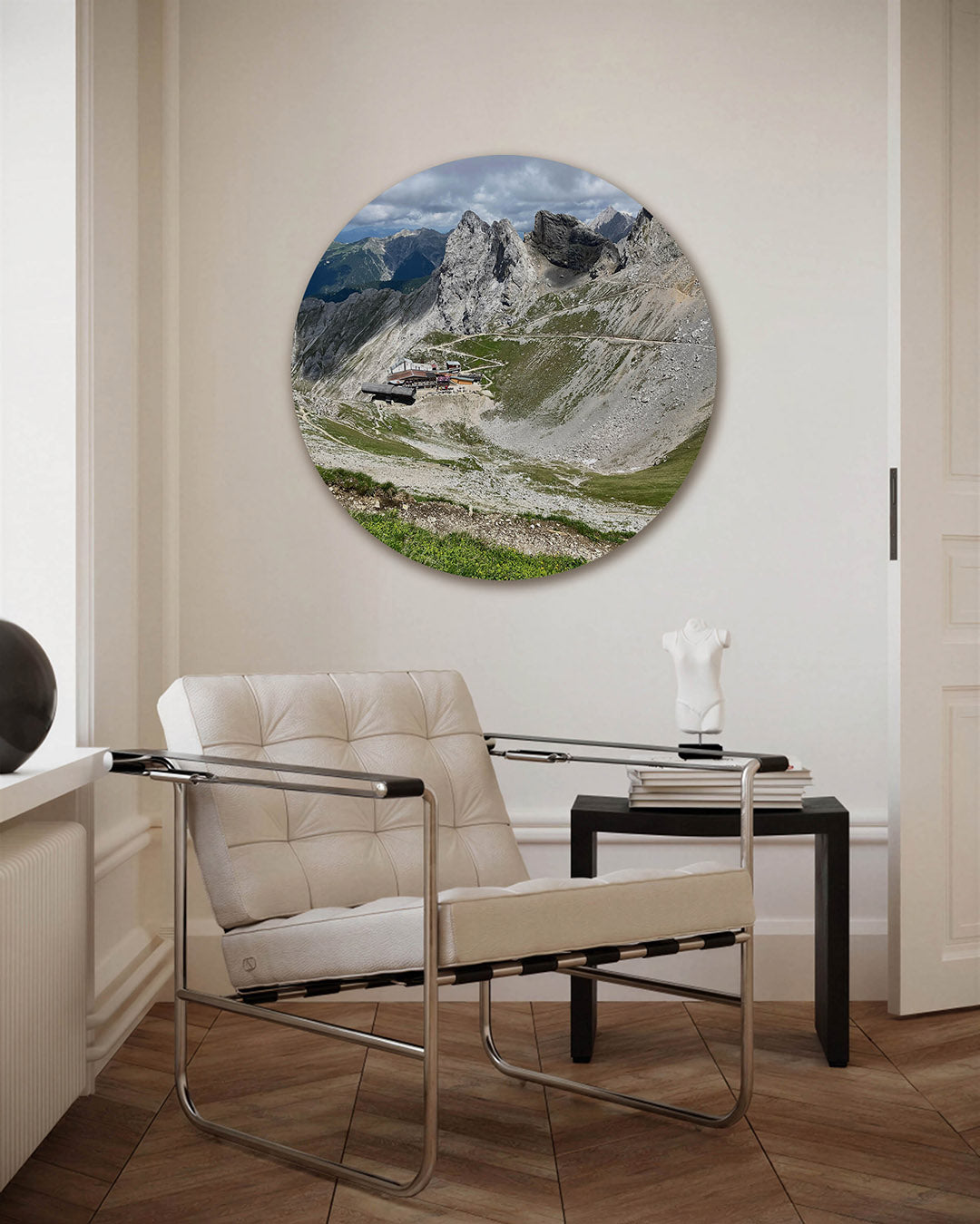 Berglandschap met rotsen – fotografie muurcirkel als ronde wanddecoratie
