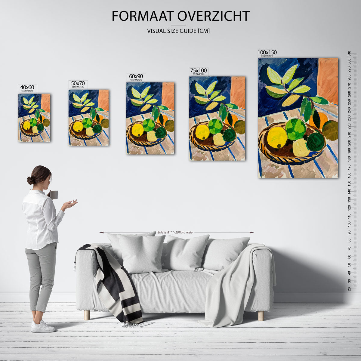 Fruit en bladeren – moderne staande wandkunst