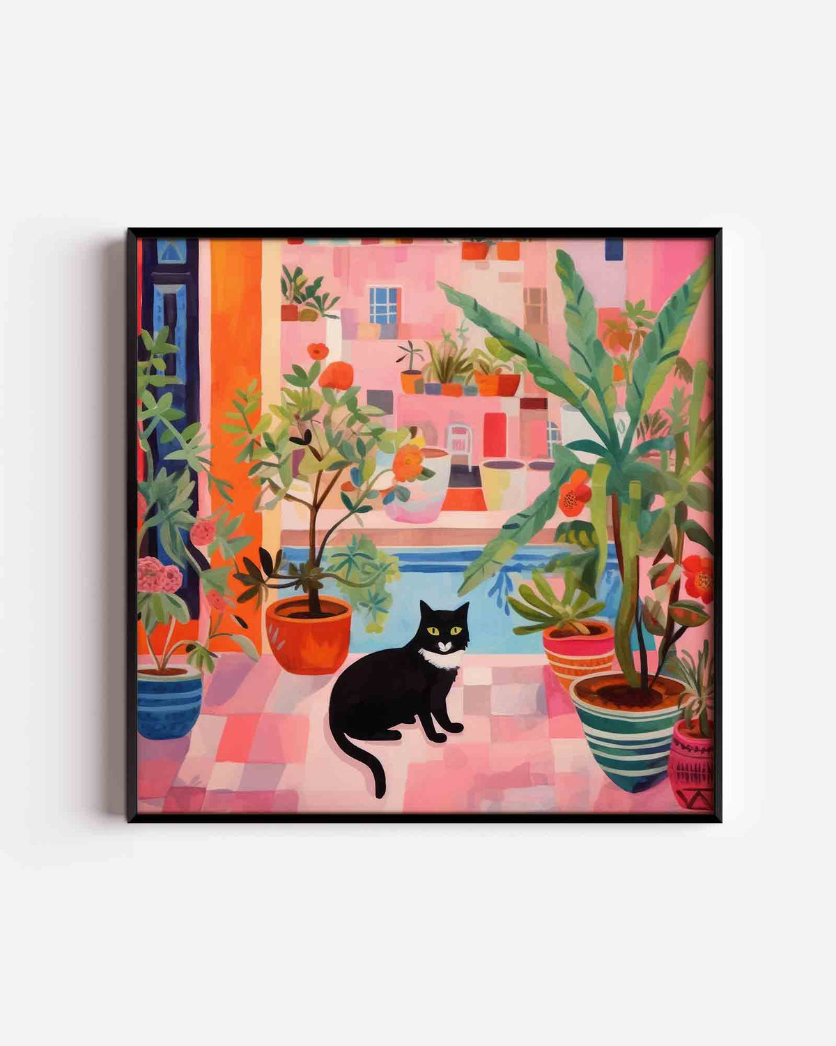 Kat tussen planten – keuken vierkante poster als wanddecoratie