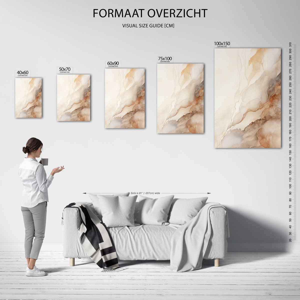 Organische lijnen – staand wanddecoratie kunstwerk