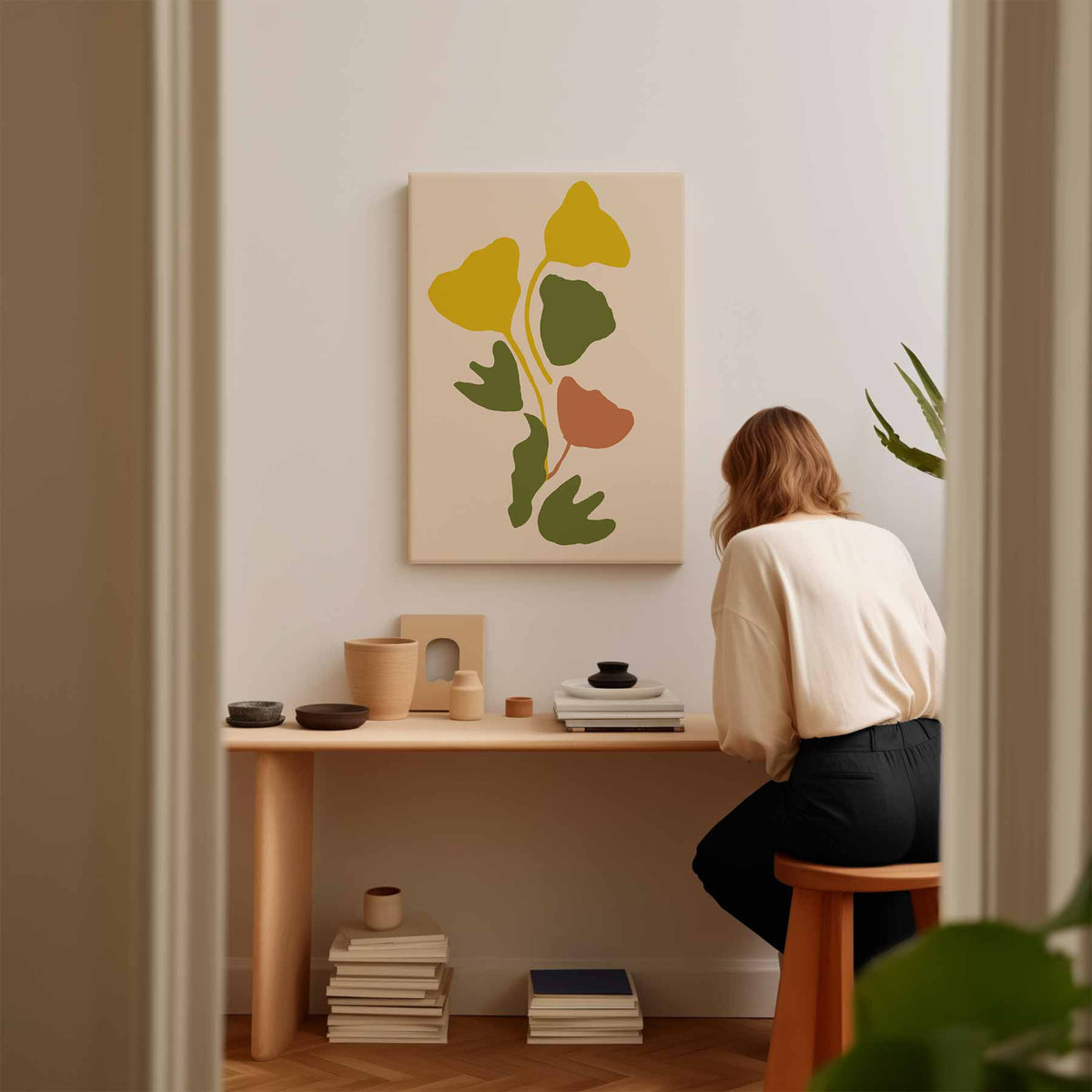 Organische Vibraties in Aardetinten – staand kunstwerk voor modern interieur