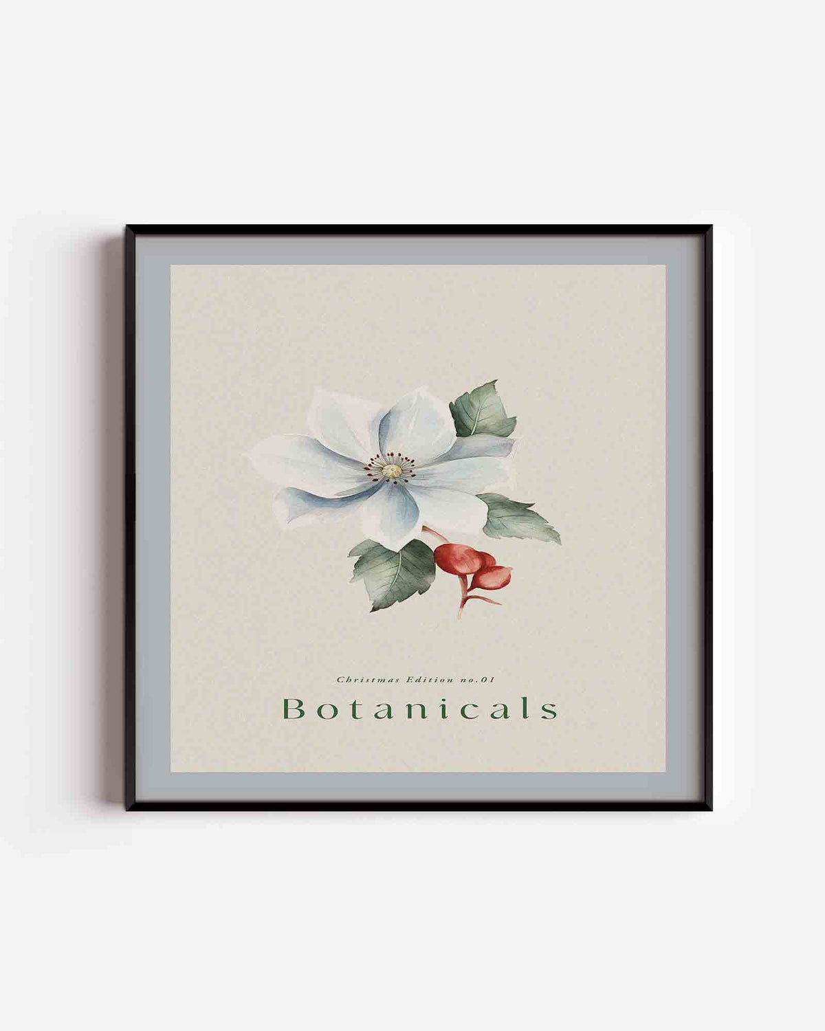 Bloem en bladeren – kerst vierkante poster als wanddecoratie