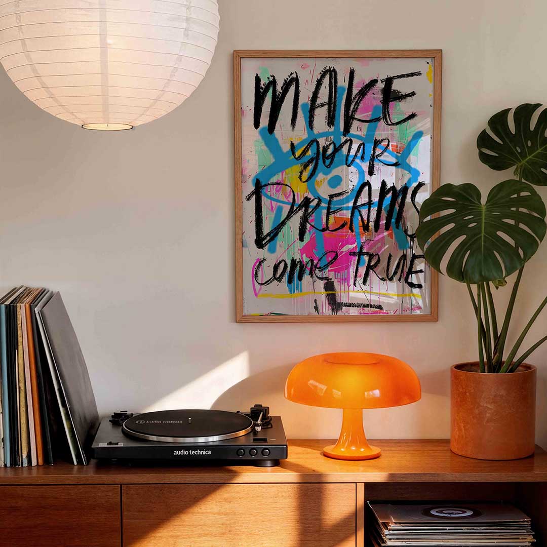 Make your dreams – staande kleurrijke wanddecoratie van WallArtistic
