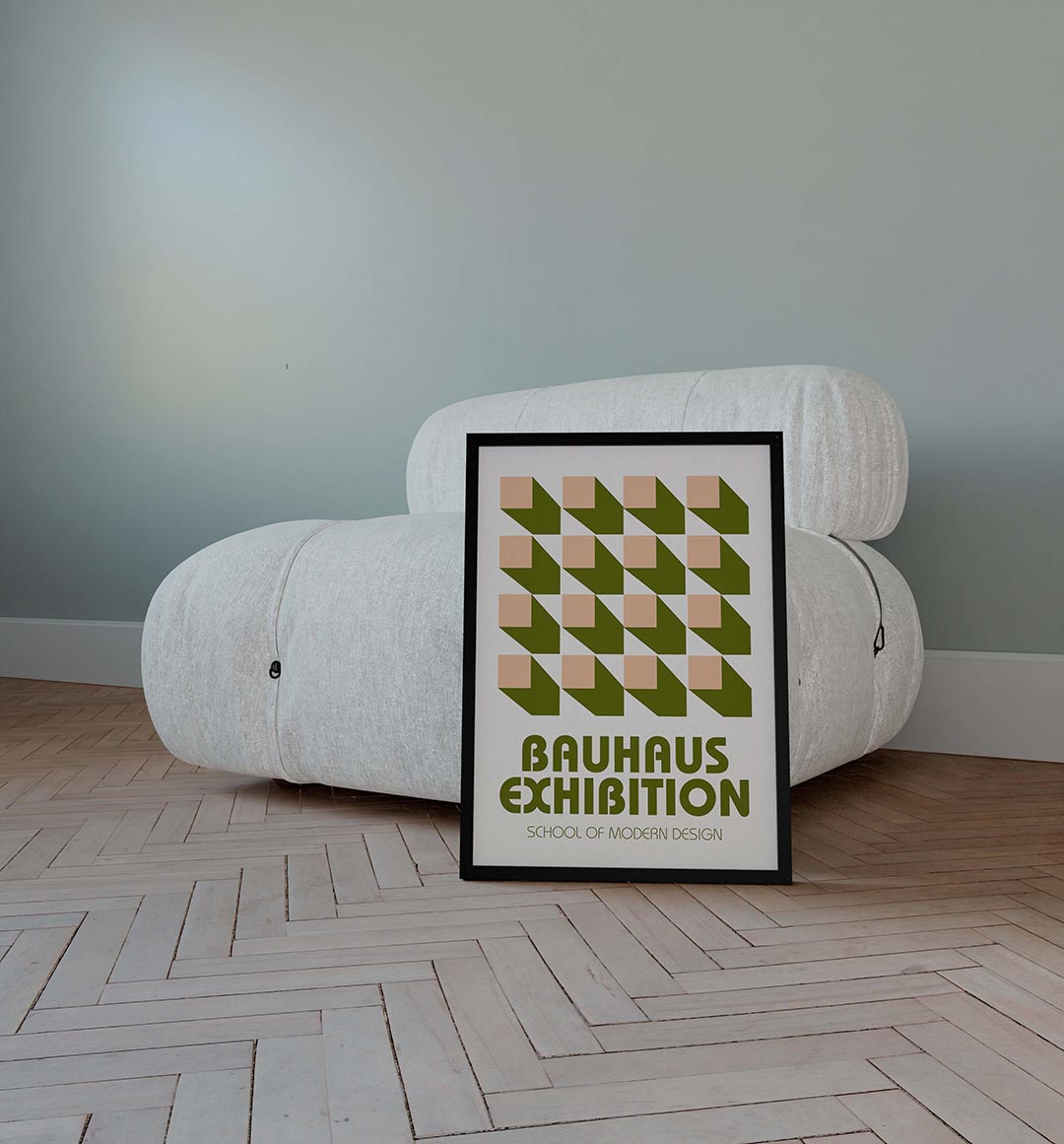 Vormritme en schaduw – geometrische poster in Bauhaus-stijl van WallArtistic