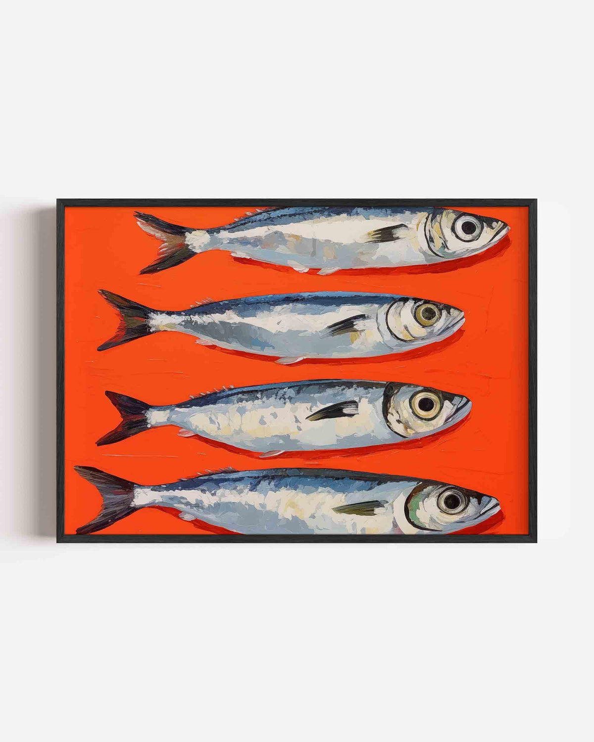 Vier vissen op oranje – keuken landscape poster als wanddecoratie