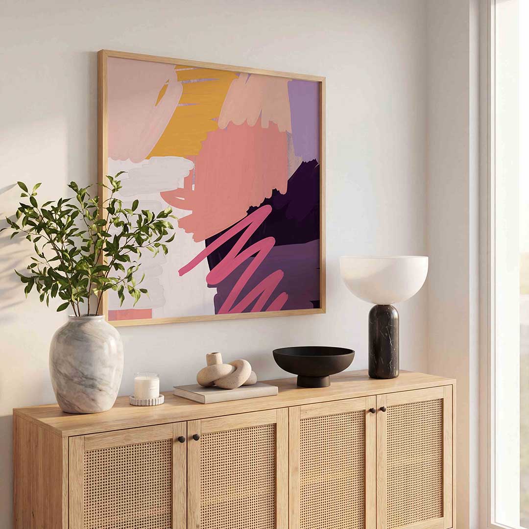 Abstracte penseelstreken – illustratie poster in vierkant formaat