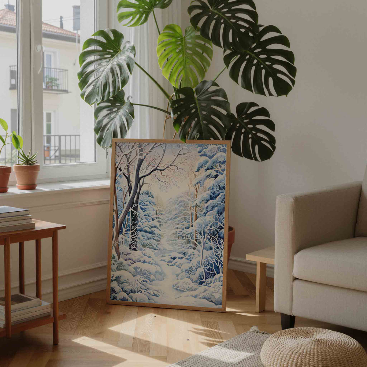 Sneeuwlandschap – feestelijke wandkunst als portret poster