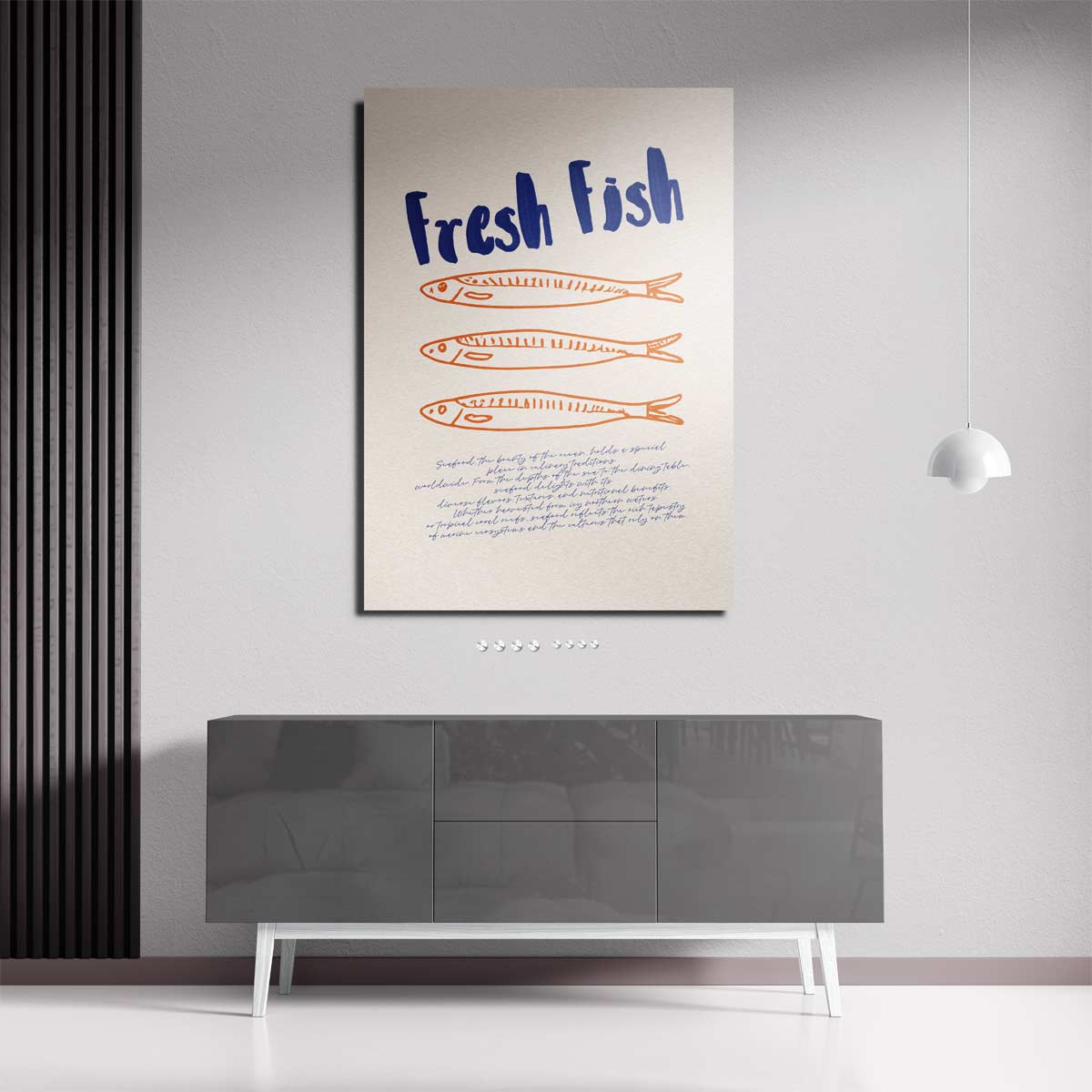 Verse Vis Illustratie – dibond wanddecoratie in staand formaat