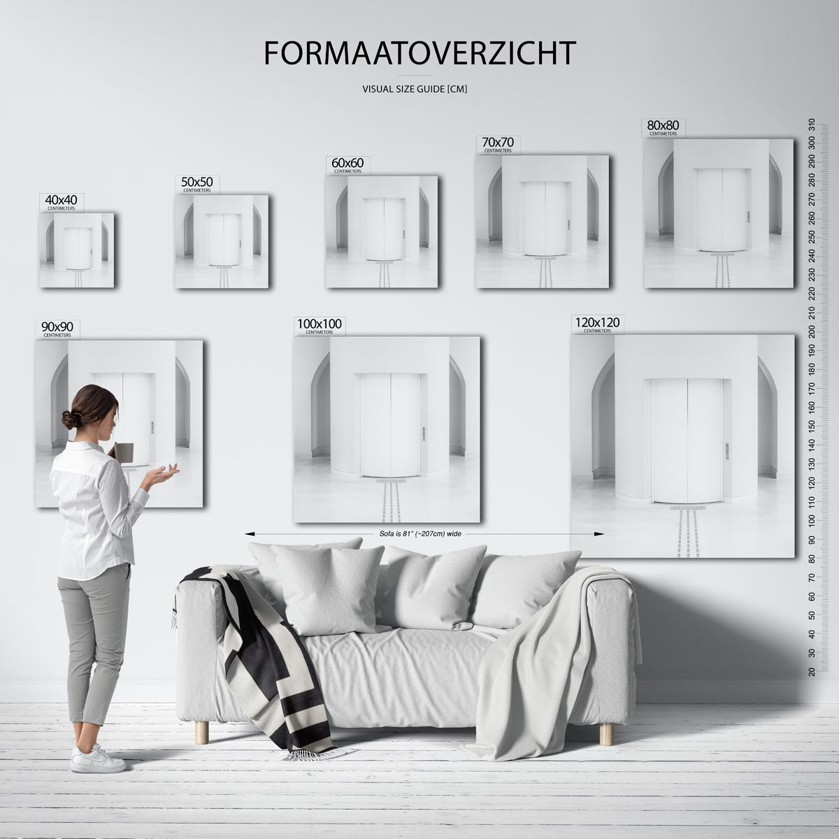 Deur poster – sfeerbeeld – deze poster toont een strakke, symmetrische compositie met een centrale deur. De zachte rondingen