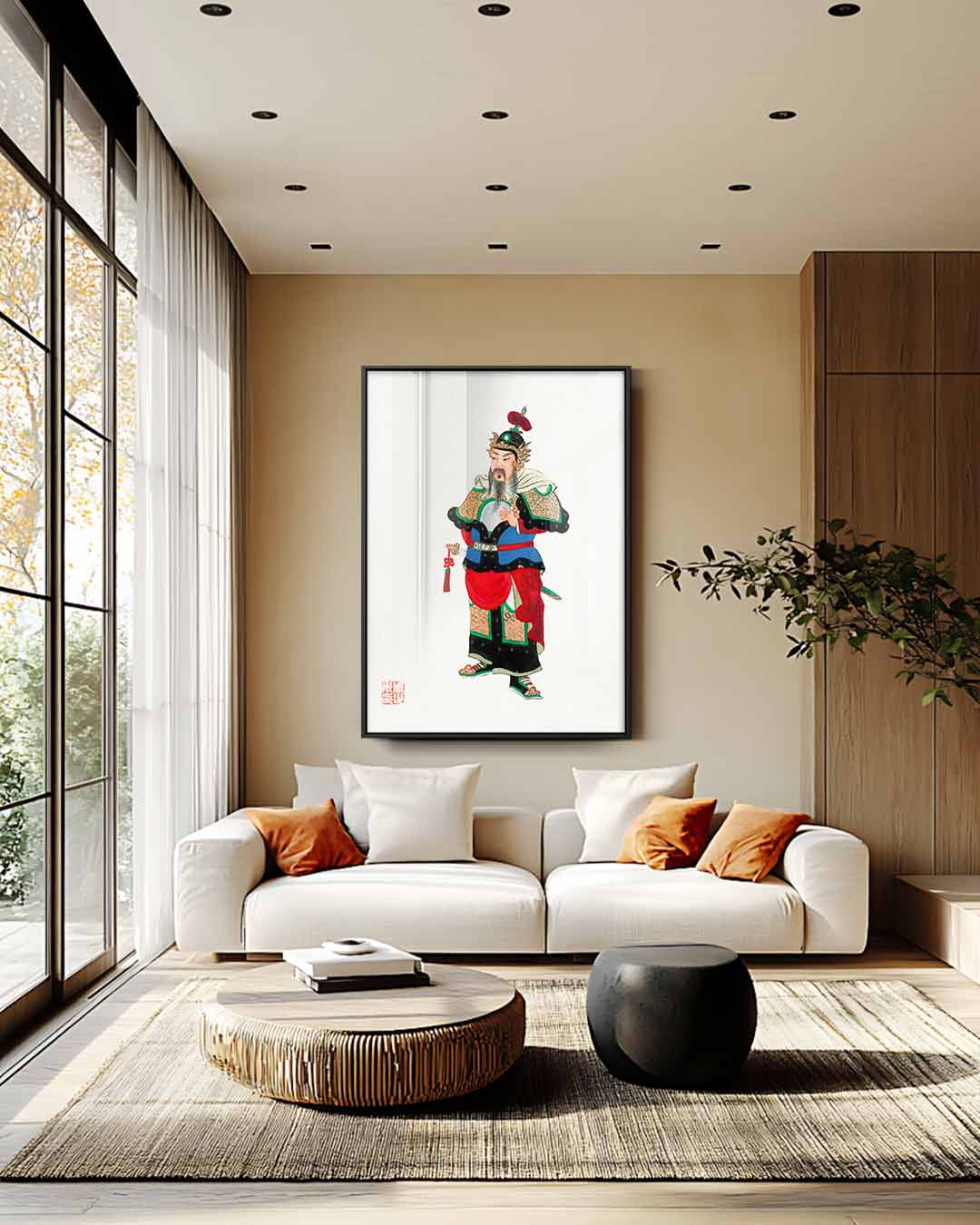 Traditionele Krijger Print – canvas wanddecoratie in portret formaat