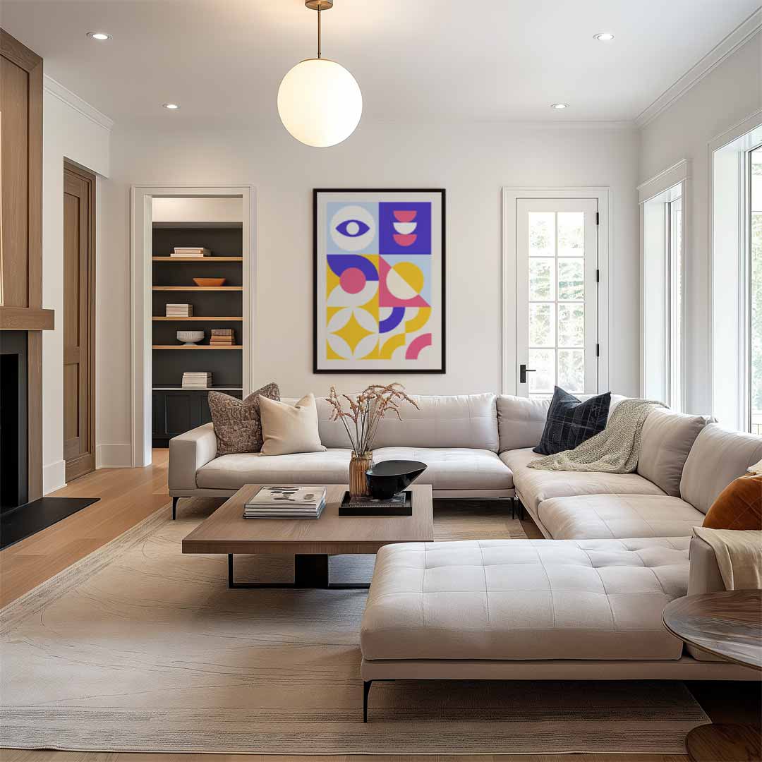 Kleurrijk Geometrisch Vreugde – staand kunstwerk voor modern interieur