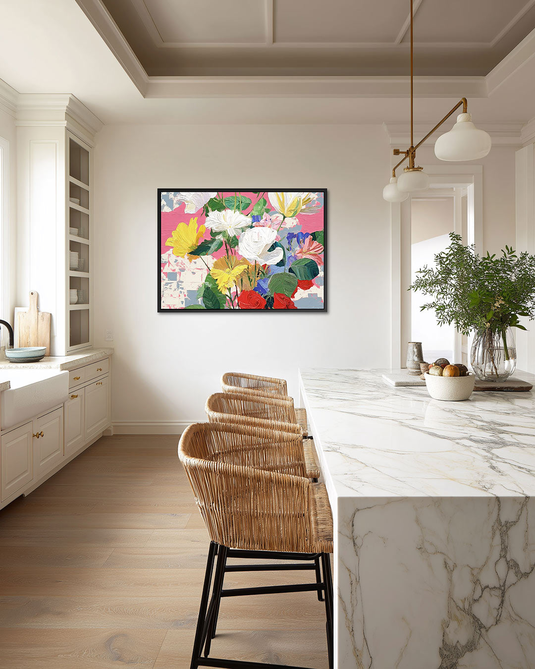 Bloemrijke compositie – Tegen – wanddecoratie in interieur
