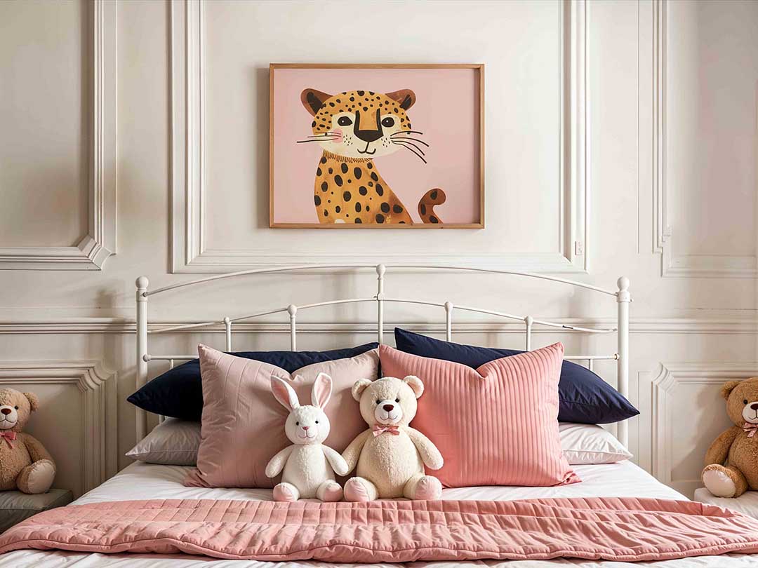 Lachende luipaard – kids poster in liggend formaat