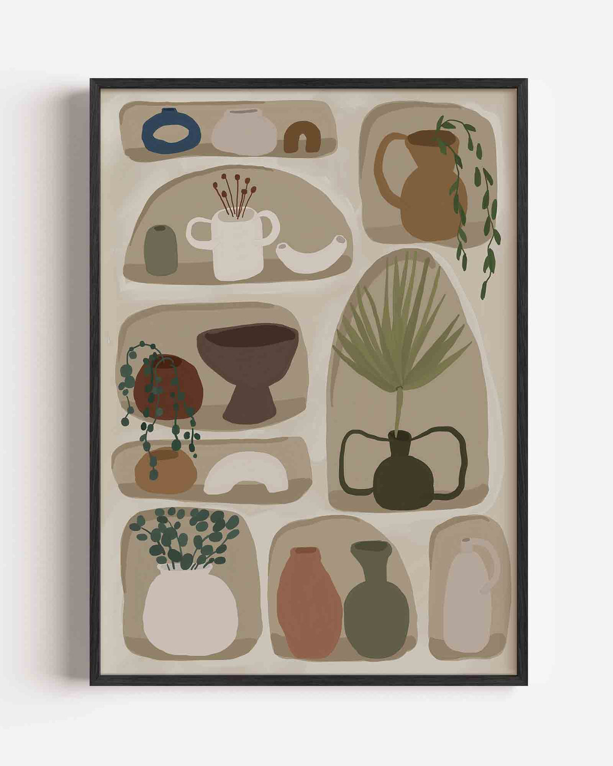 Vazen en potten – hedendaagse illustratie portret poster als wanddecoratie