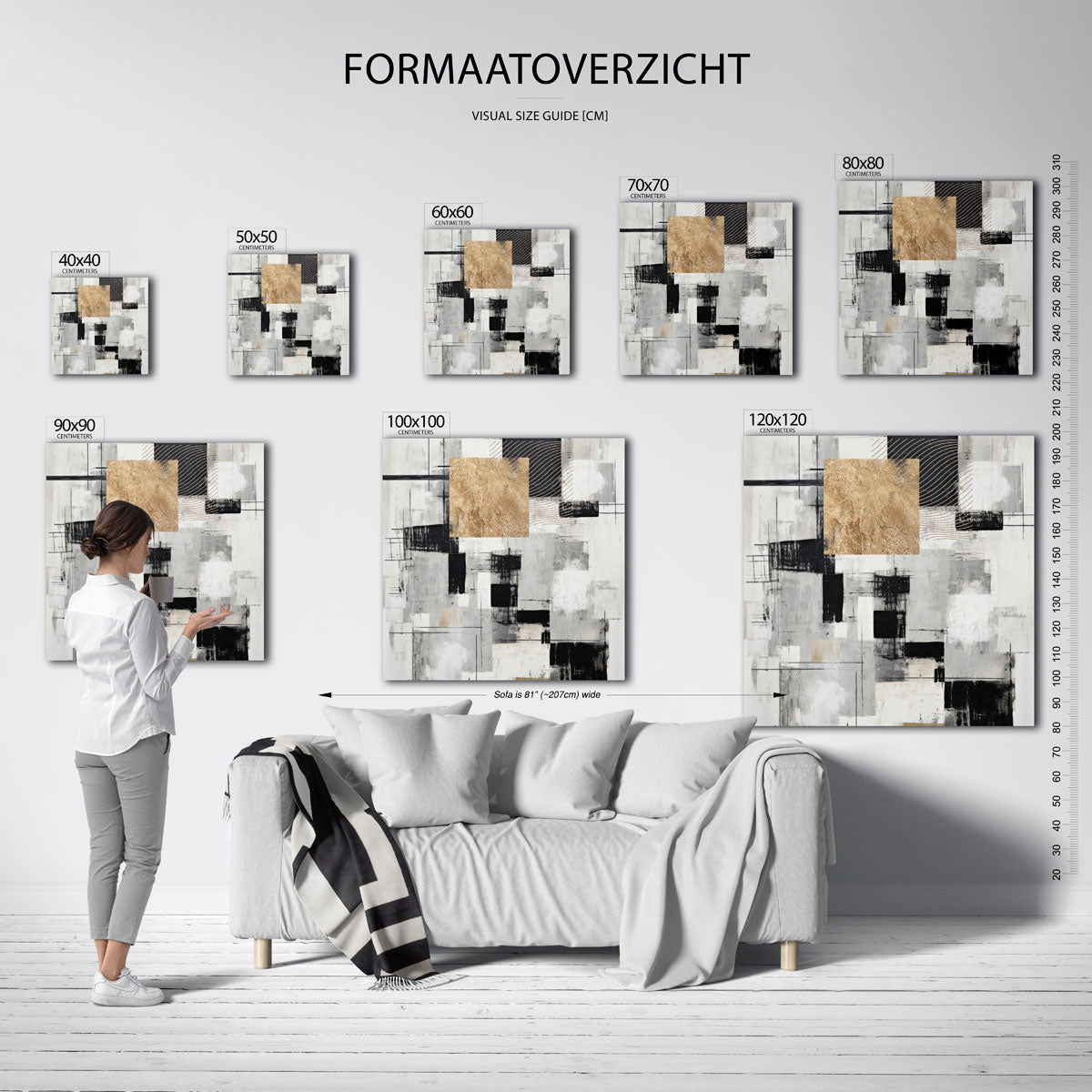 Abstracte geometrische vormen – vierkante muurposter met zachte abstracte vormen
