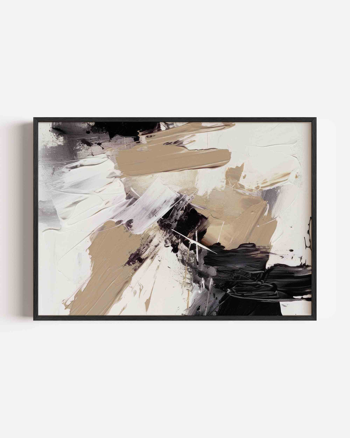 Abstracte beige en zwarte – abstracte landscape poster als wanddecoratie