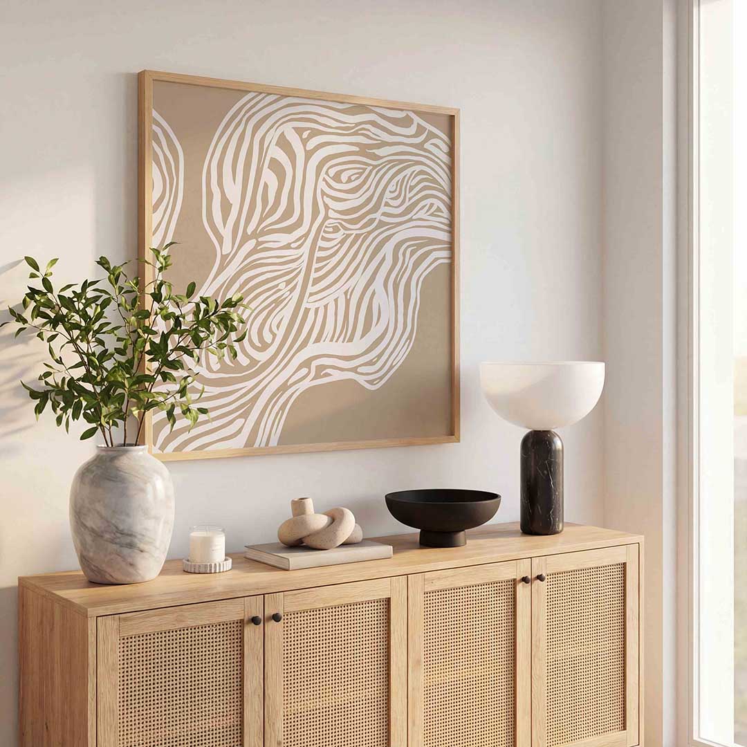 Organische lijnen – abstracte wandkunst als vierkante poster