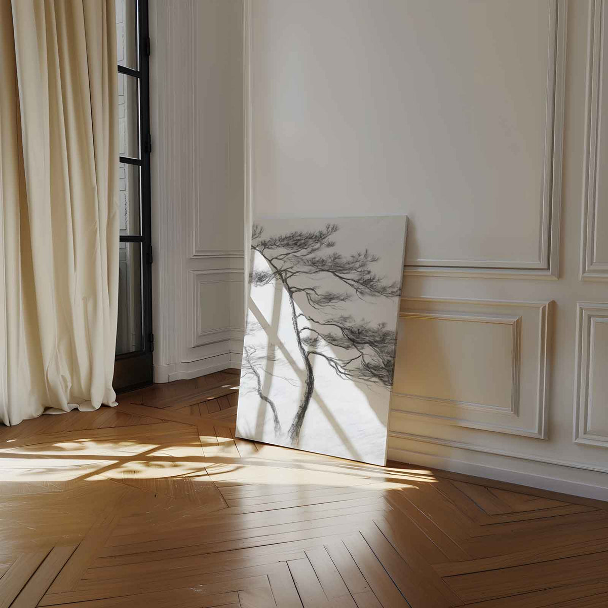 Elegante Dans van Dennenbomen – staand kunstwerk voor modern interieur