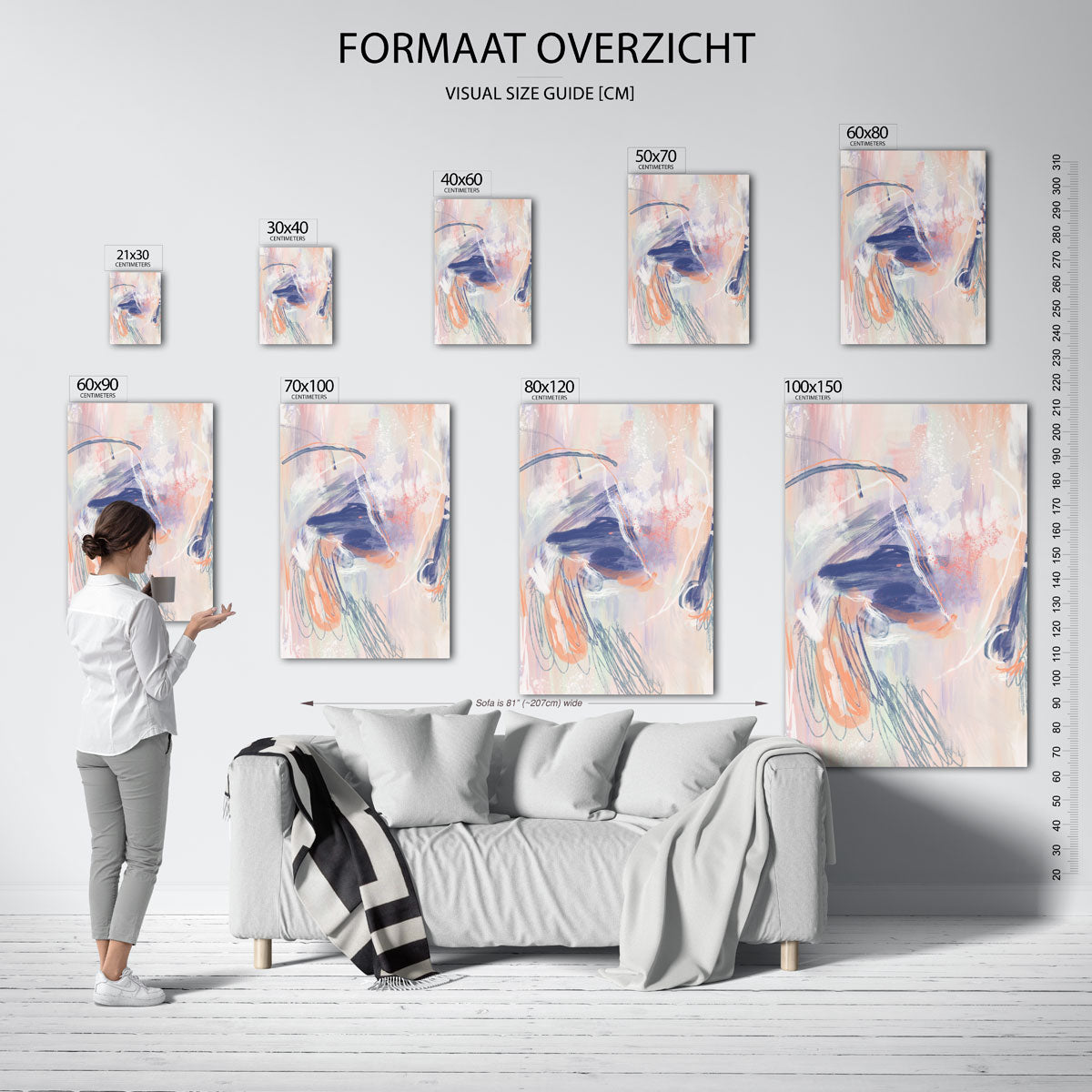 Abstracte vormen – staande muurposter met kleurrijke illustratie