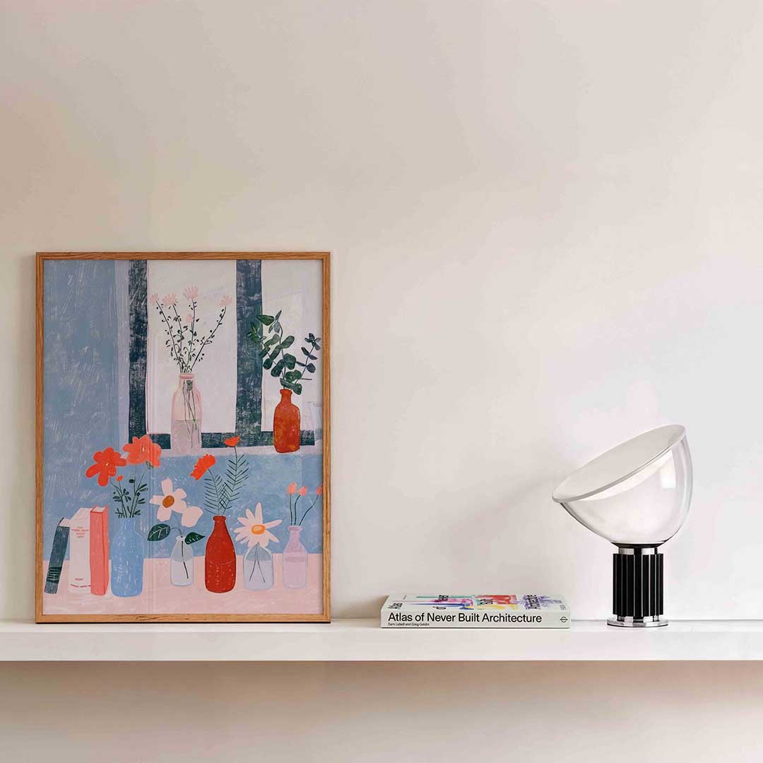 Bloemen in vazen – kleurrijke illustratie als portret poster