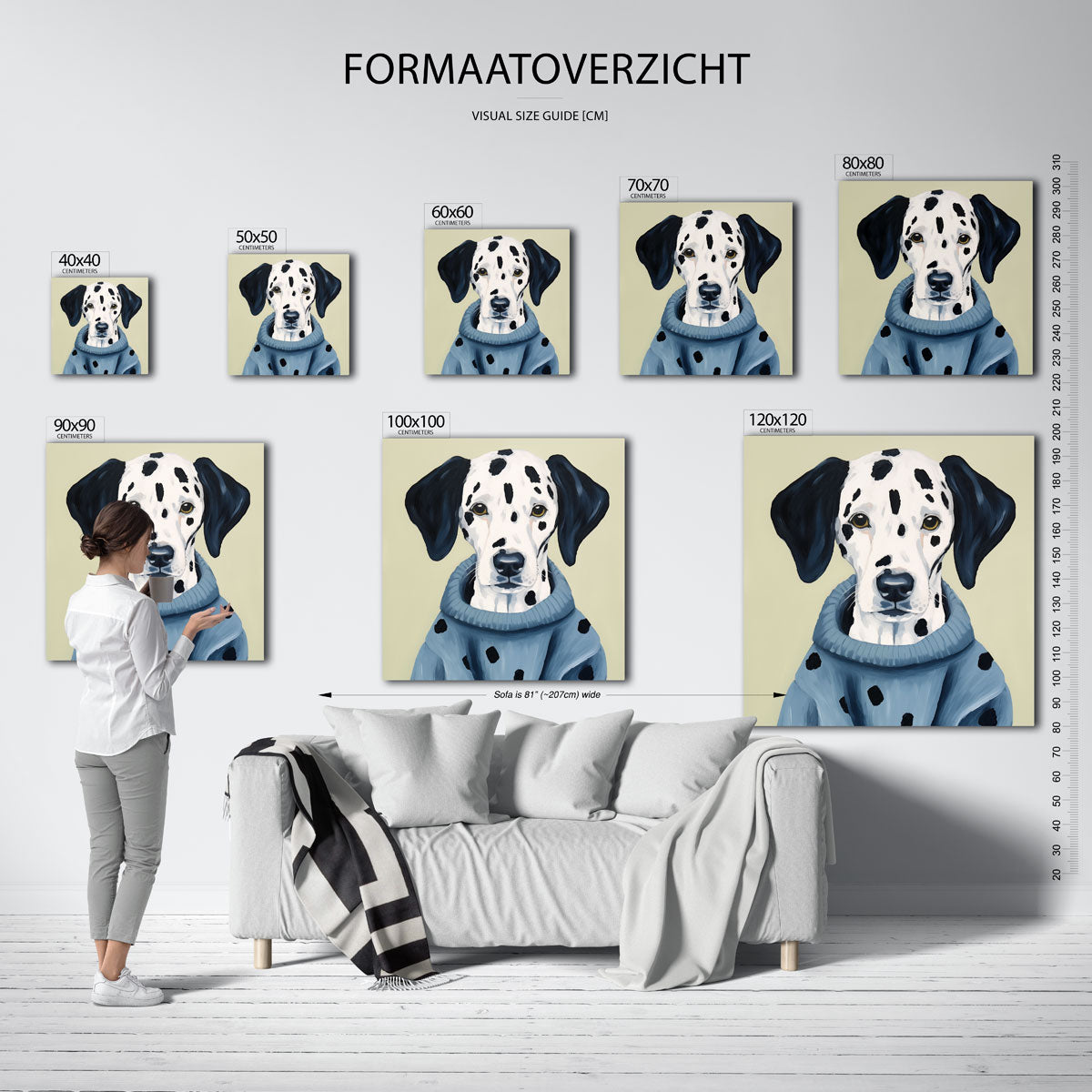 Dalmatier in trui – vierkante muurposter met dierenthema