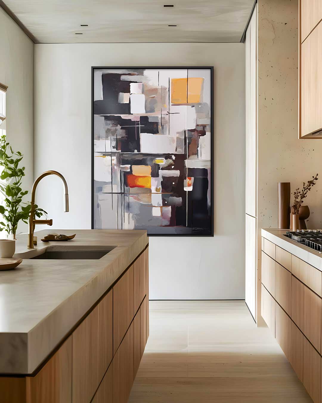 Abstracte Geometrie in Kleuren – dibond wanddecoratie in staand formaat