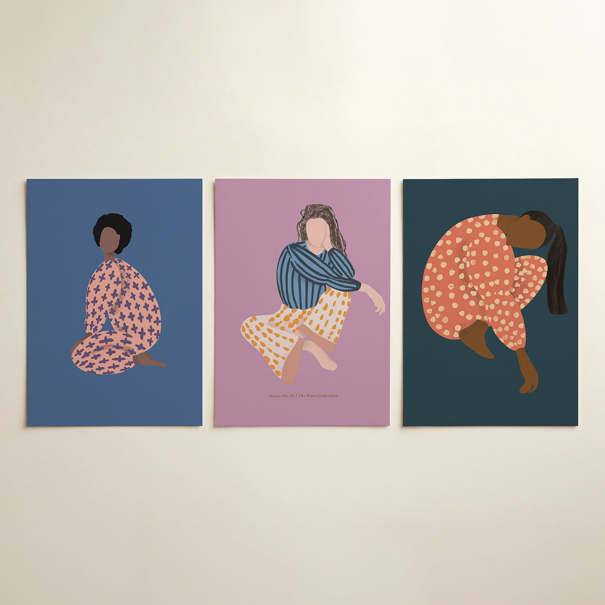 Vorm en kleur driedelige posterset in tweede interieur
