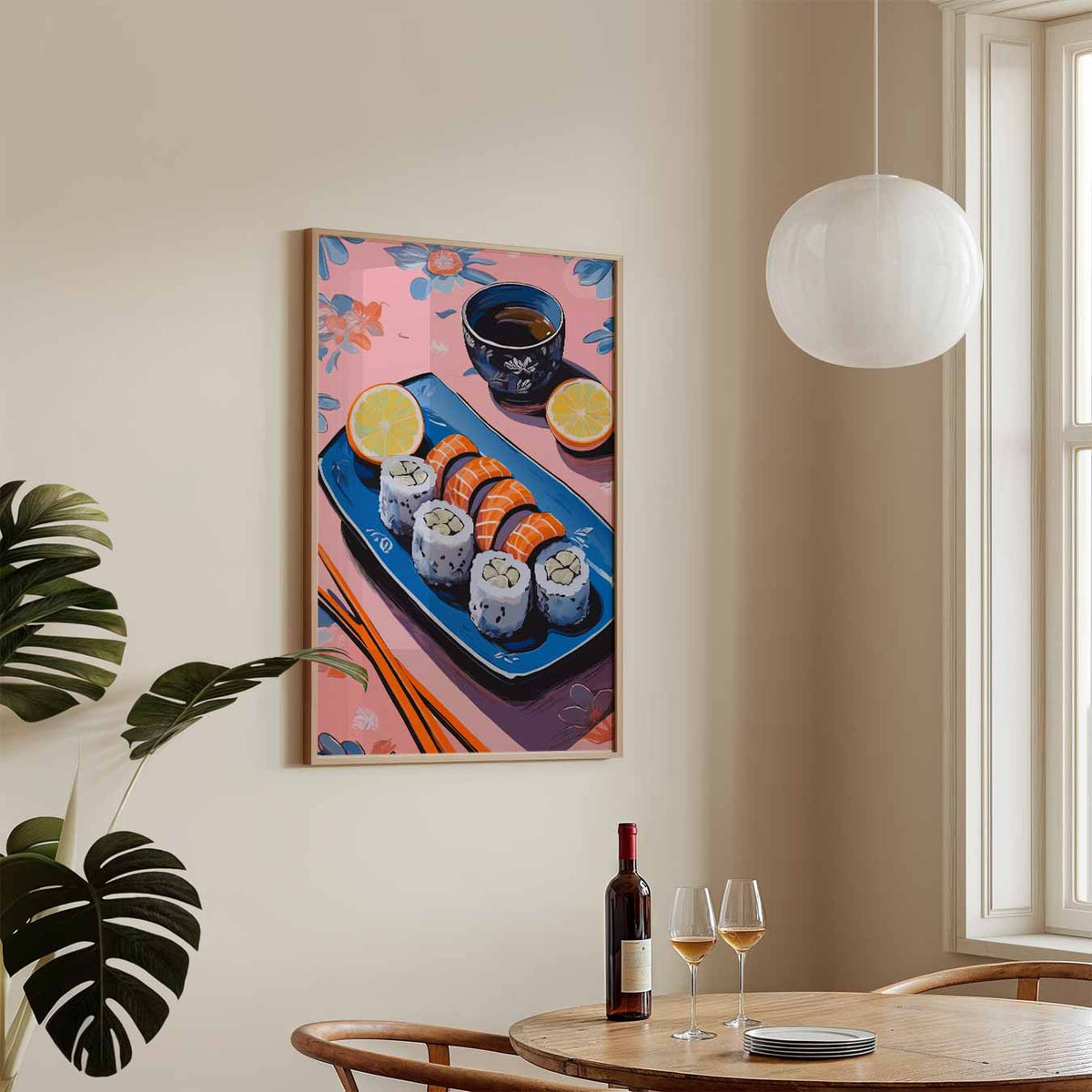 Stijlvolle Sushi Illustratie – staande keuken wanddecoratie van WallArtistic
