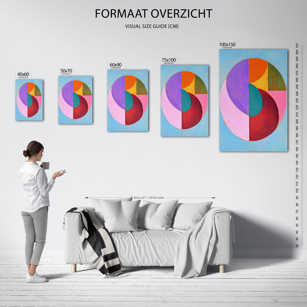 Kleurrijke cirkelvormen – staand wanddecoratie kunstwerk