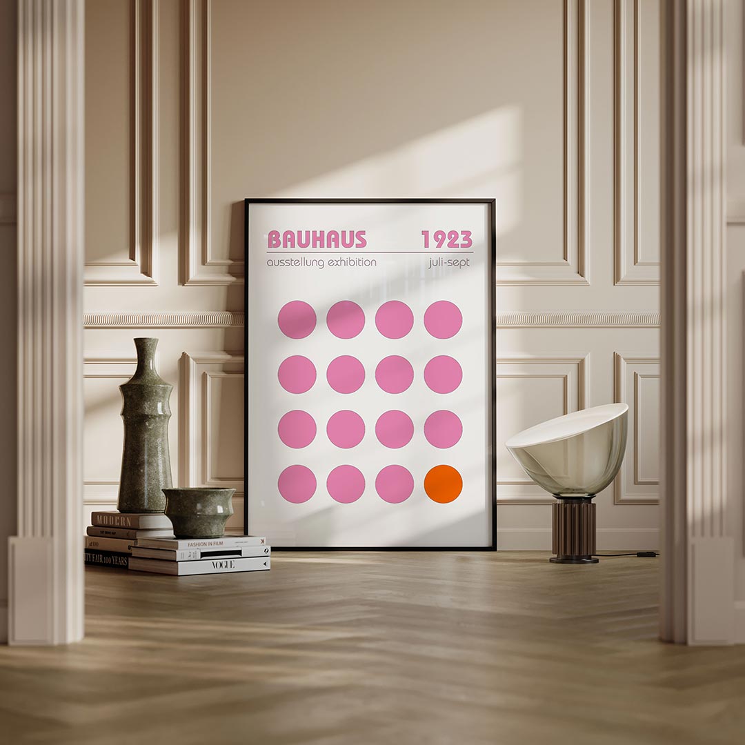 Cirkelritme en kleur – moderne Bauhaus wandkunst als poster