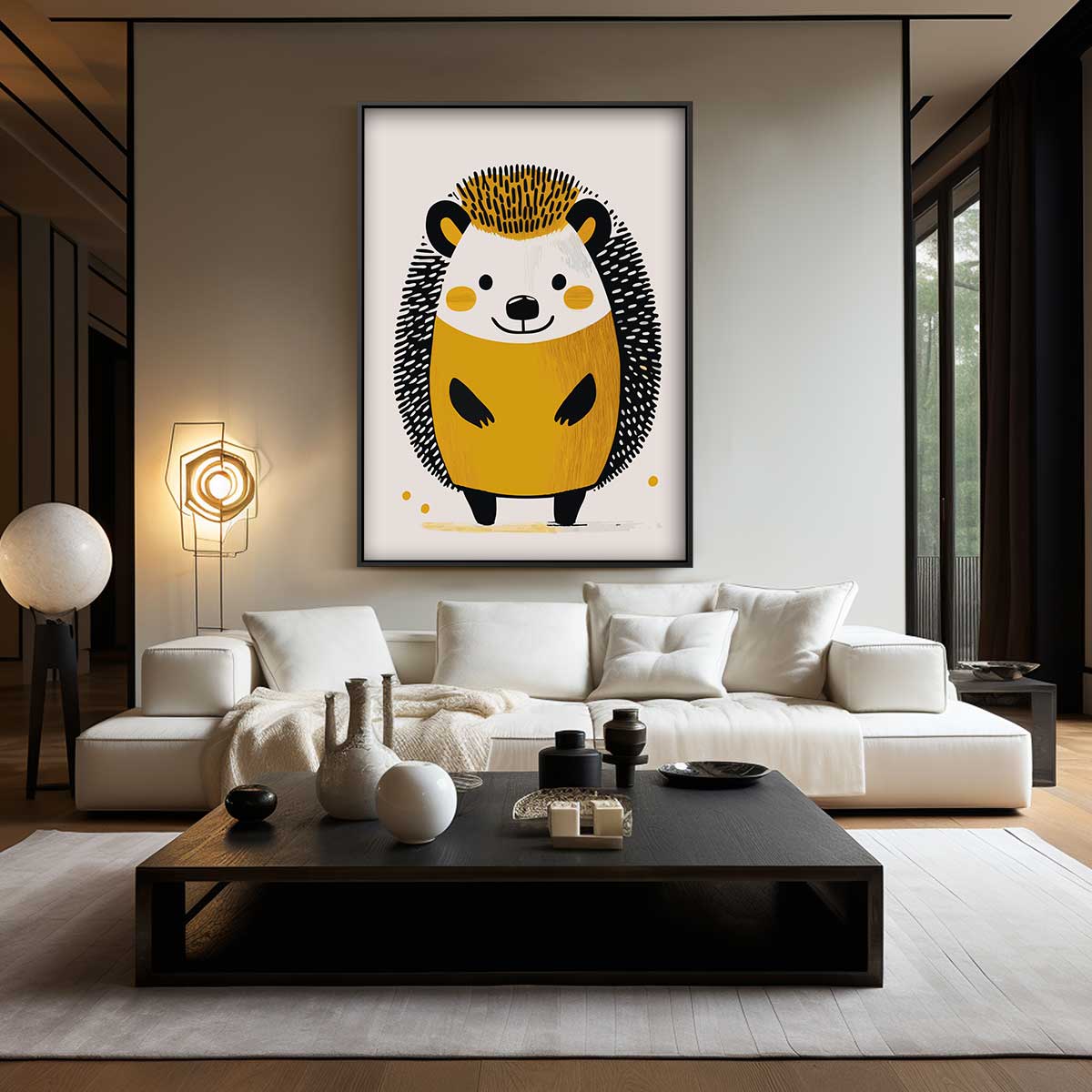 Schattige Egel Illustratie – canvas wanddecoratie in portret formaat