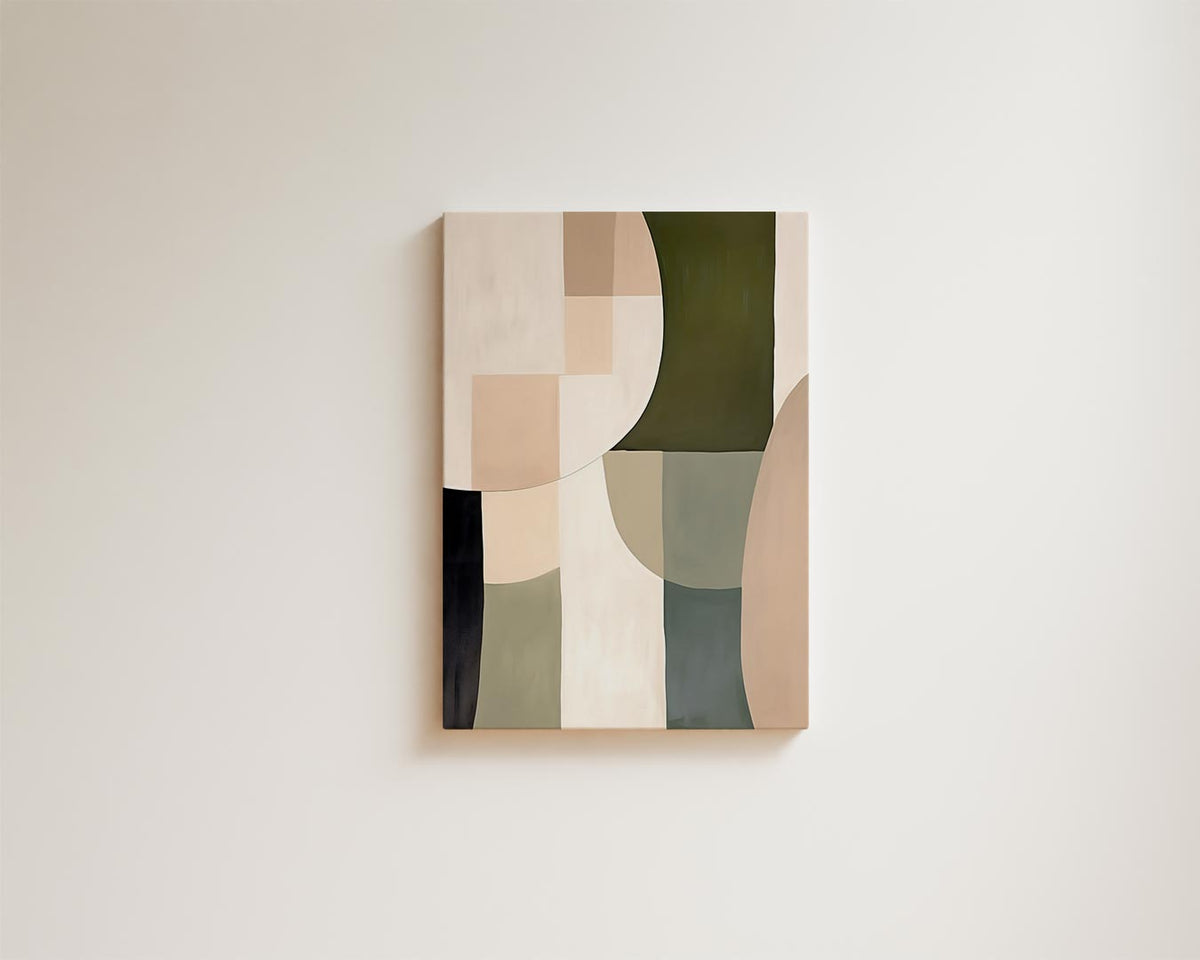 Harmonische Abstractie in Aardetinten – portret kunstwerk als wanddecoratie, afbeelding 15