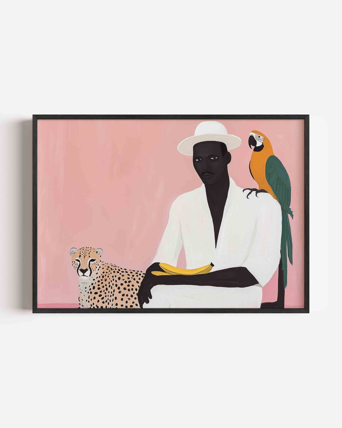 Man met hoed en dieren – jungle landscape poster als wanddecoratie