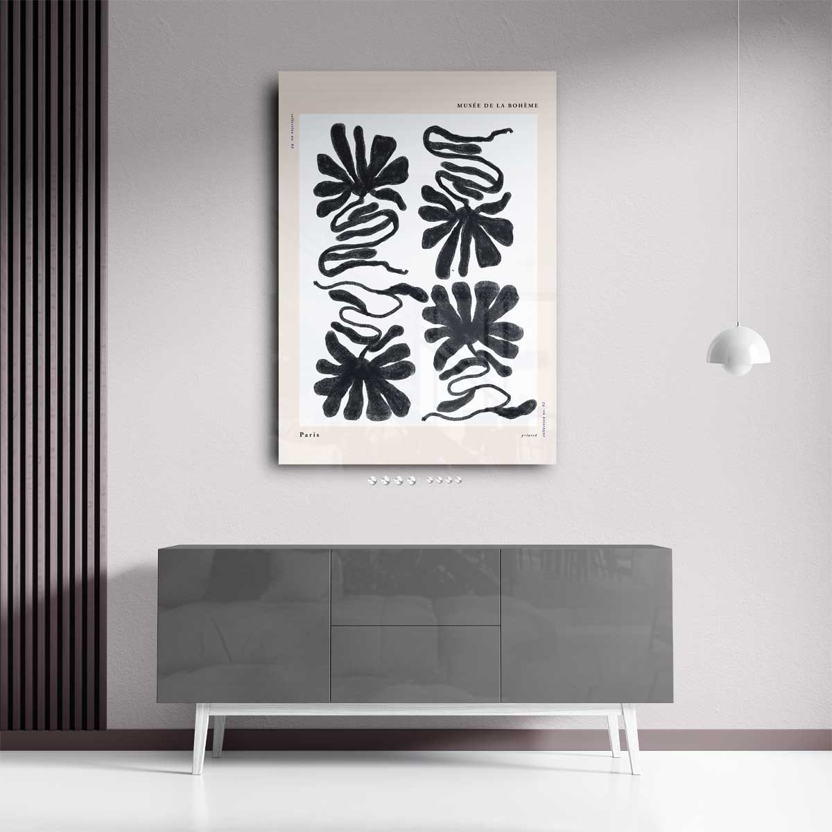 Abstracte Bloemvormen Illustratie – staand kunstwerk voor modern interieur