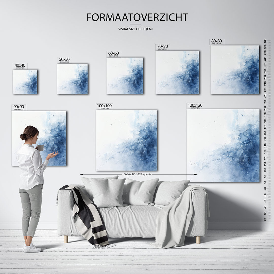 Vloeiende blauwe beweging kunstwerk – materiaalweergave – dit werk toont een vloeiende beweging van blauwe tinten die zich