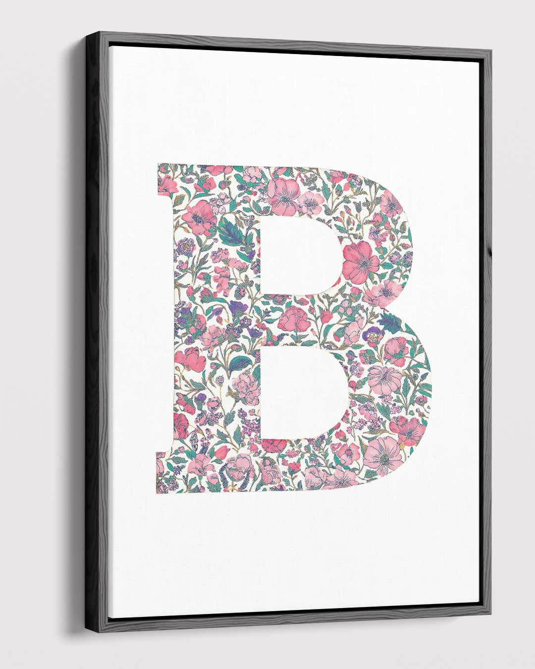 Bloemen Letter B Decoratie – plexiglas wanddecoratie in portret formaat
