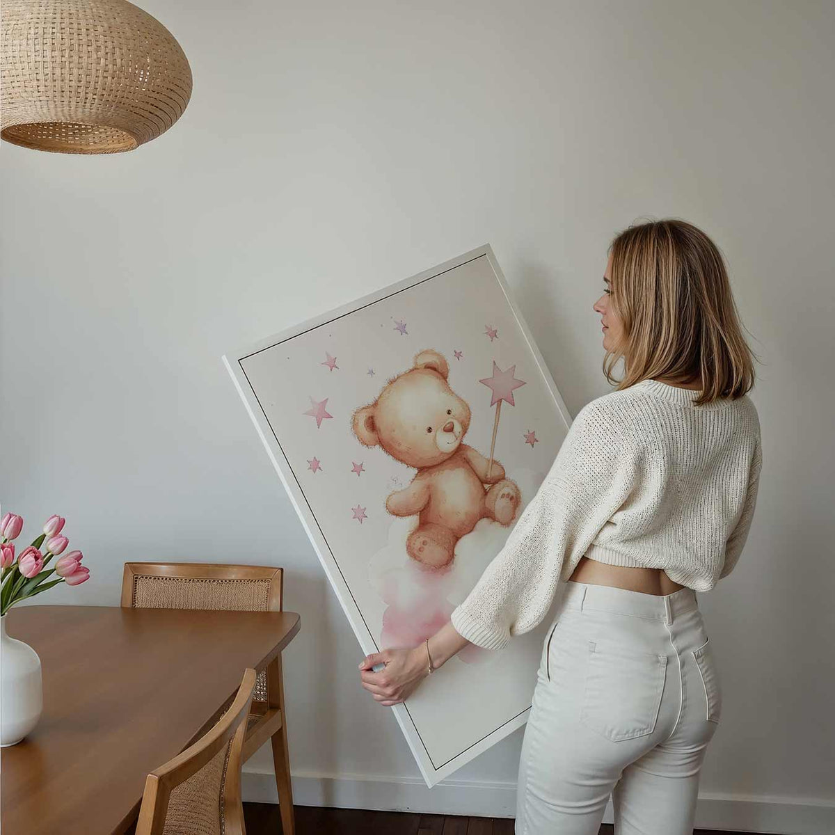 Dromerige Teddybeer Wanddecoratie – kids poster als vrolijke staande wanddecoratie