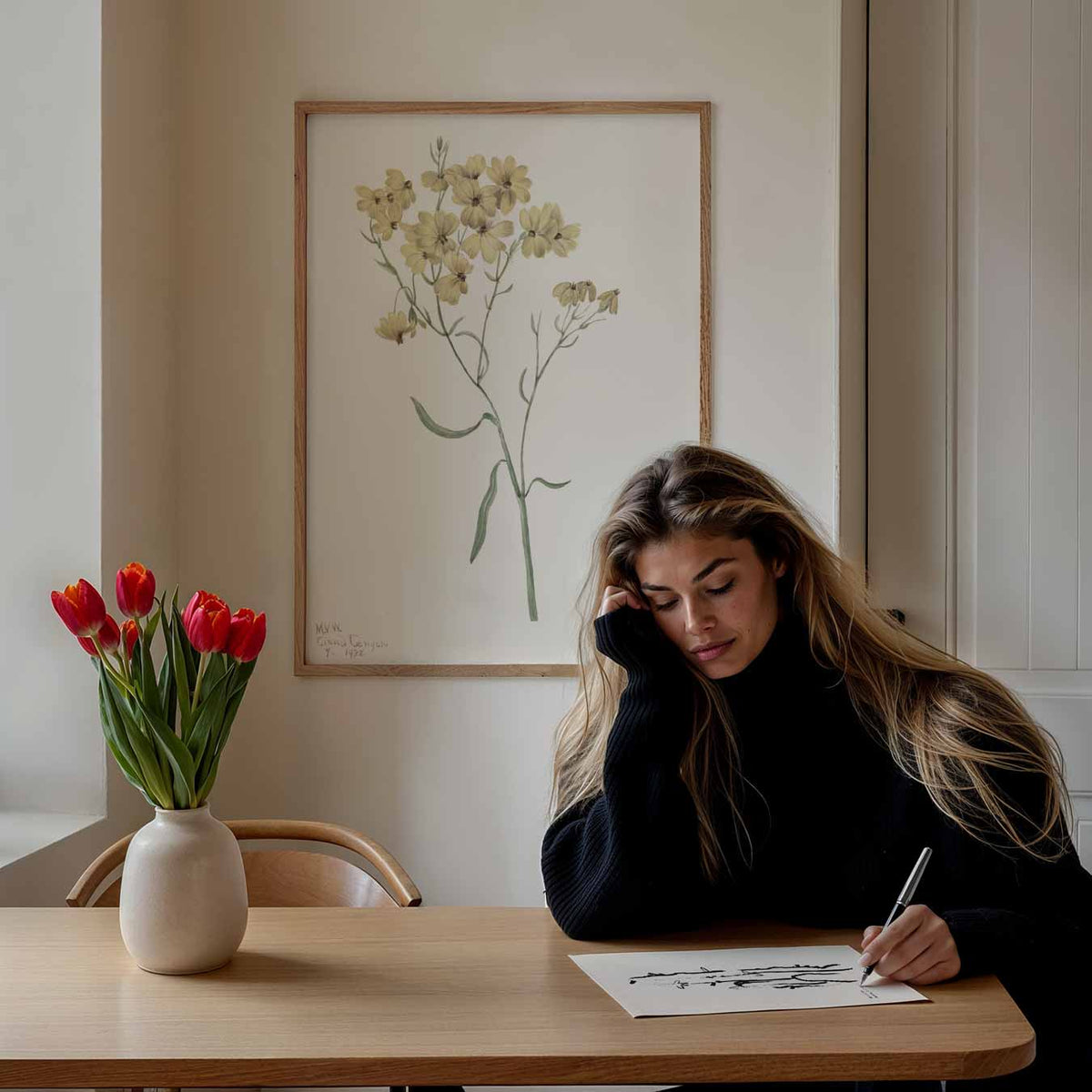 Zongele Bloemenpracht – staande muurposter met vintage uitstraling
