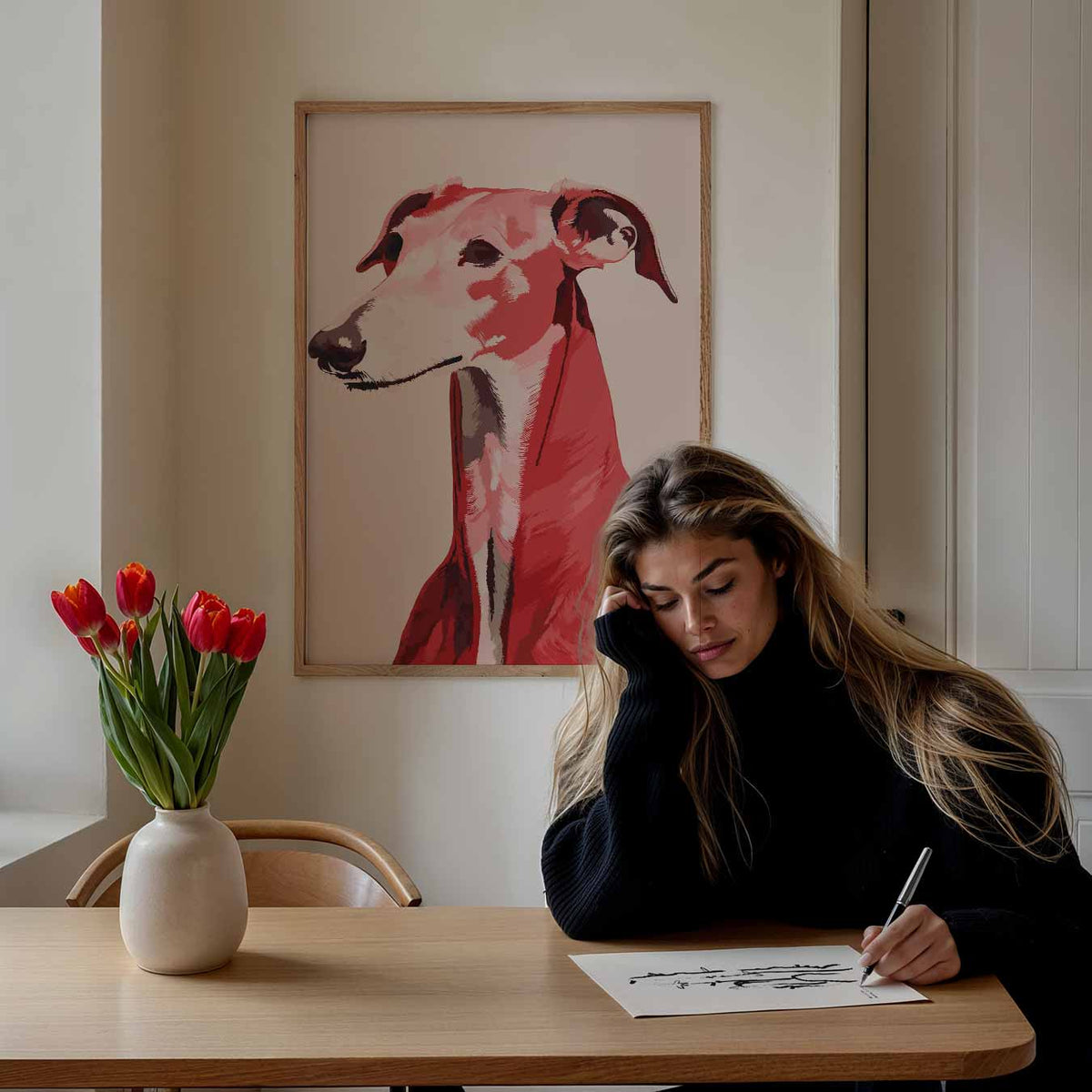 Stijlvolle Greyhound – staande dieren wanddecoratie van WallArtistic
