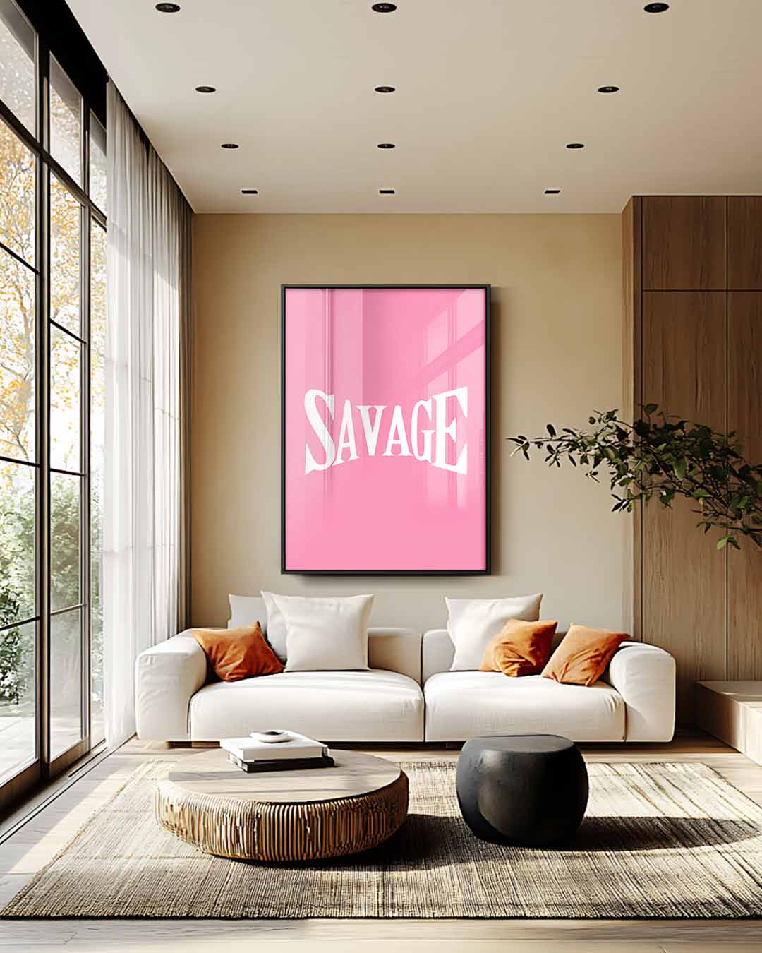 Gedurfde Typografie op Roze – plexiglas wanddecoratie in portret formaat
