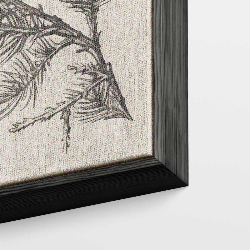 Dennentak met Bessen Illustratie – kunstwerk met zwarte baklijst