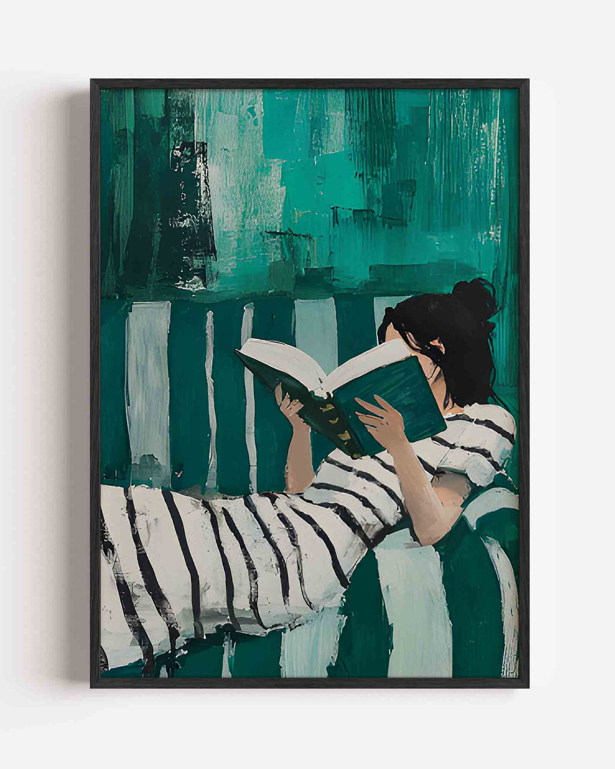 Lezende vrouw – hedendaagse illustratie portret poster als wanddecoratie
