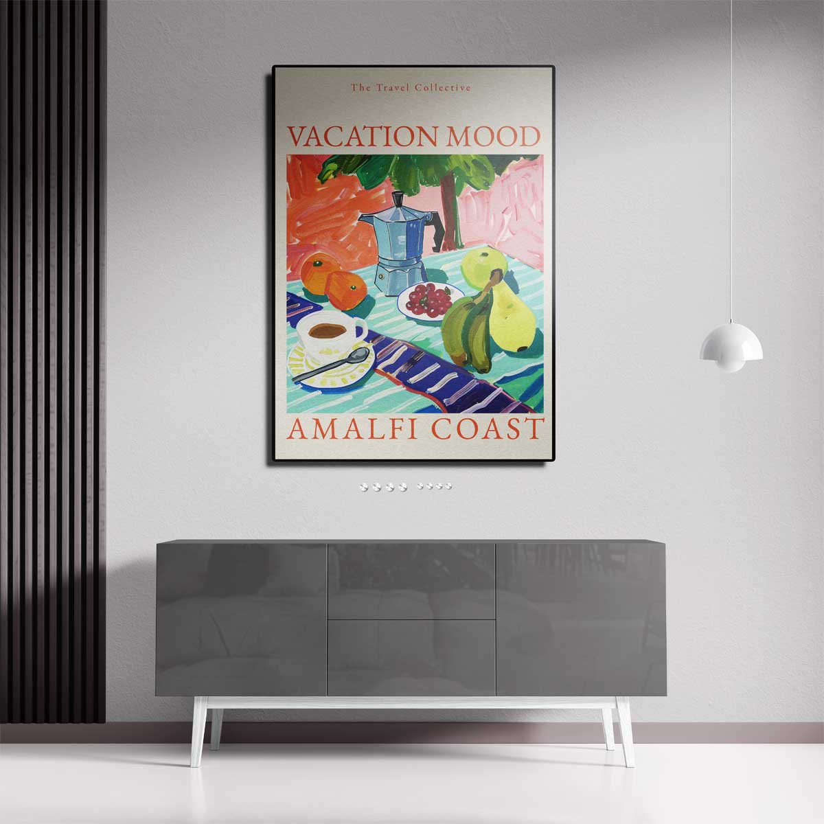 Vakantiestemming aan de Amalfikust – staand kunstwerk voor modern interieur