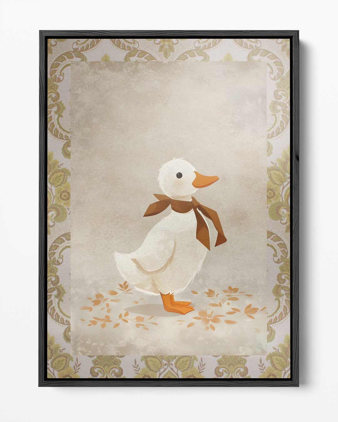 Schattig Eendje met Sjaaltje – portret kunstwerk als wanddecoratie