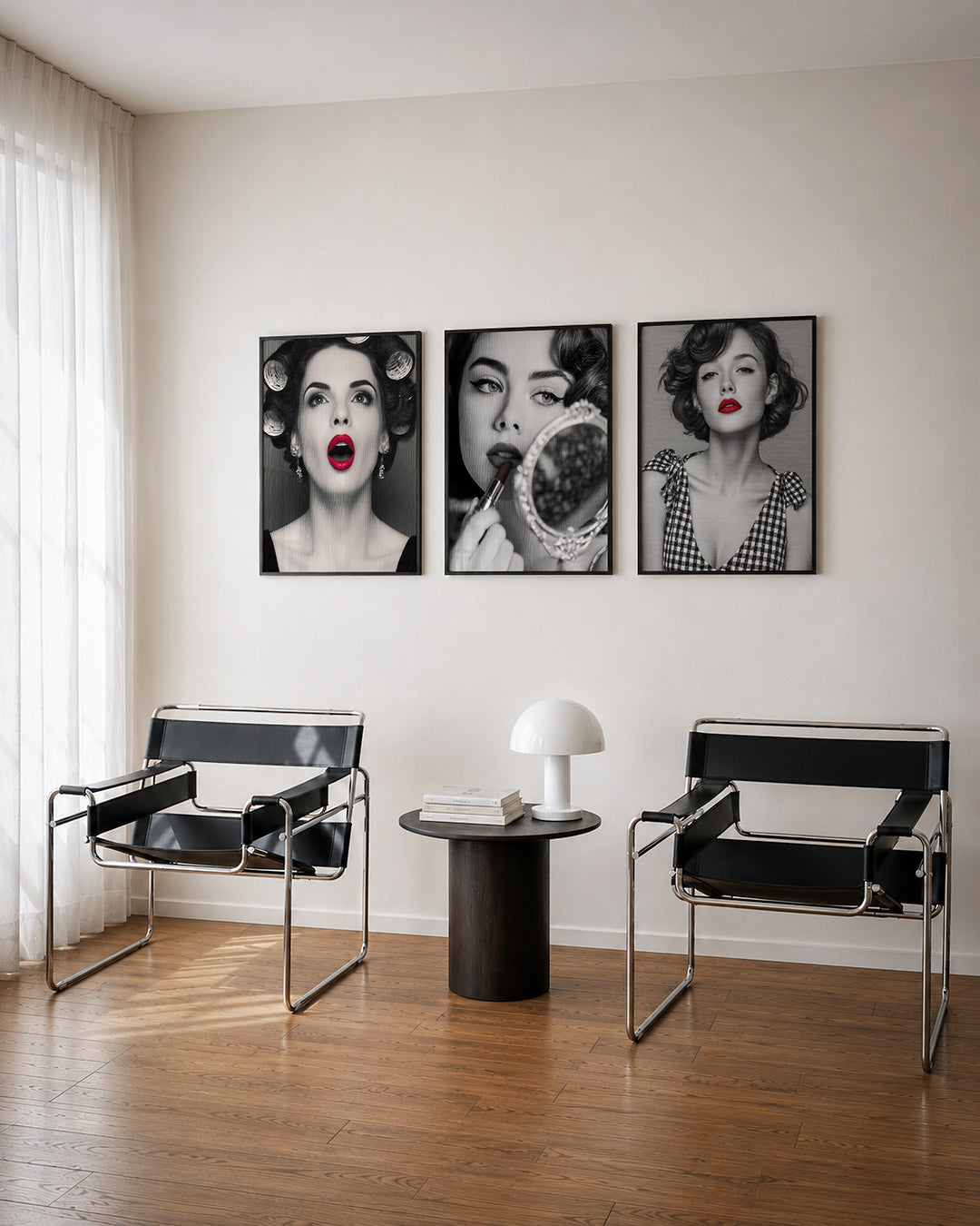 Abstract driedelige posterset – een abstracte posterset met donkere tinten en een rustige