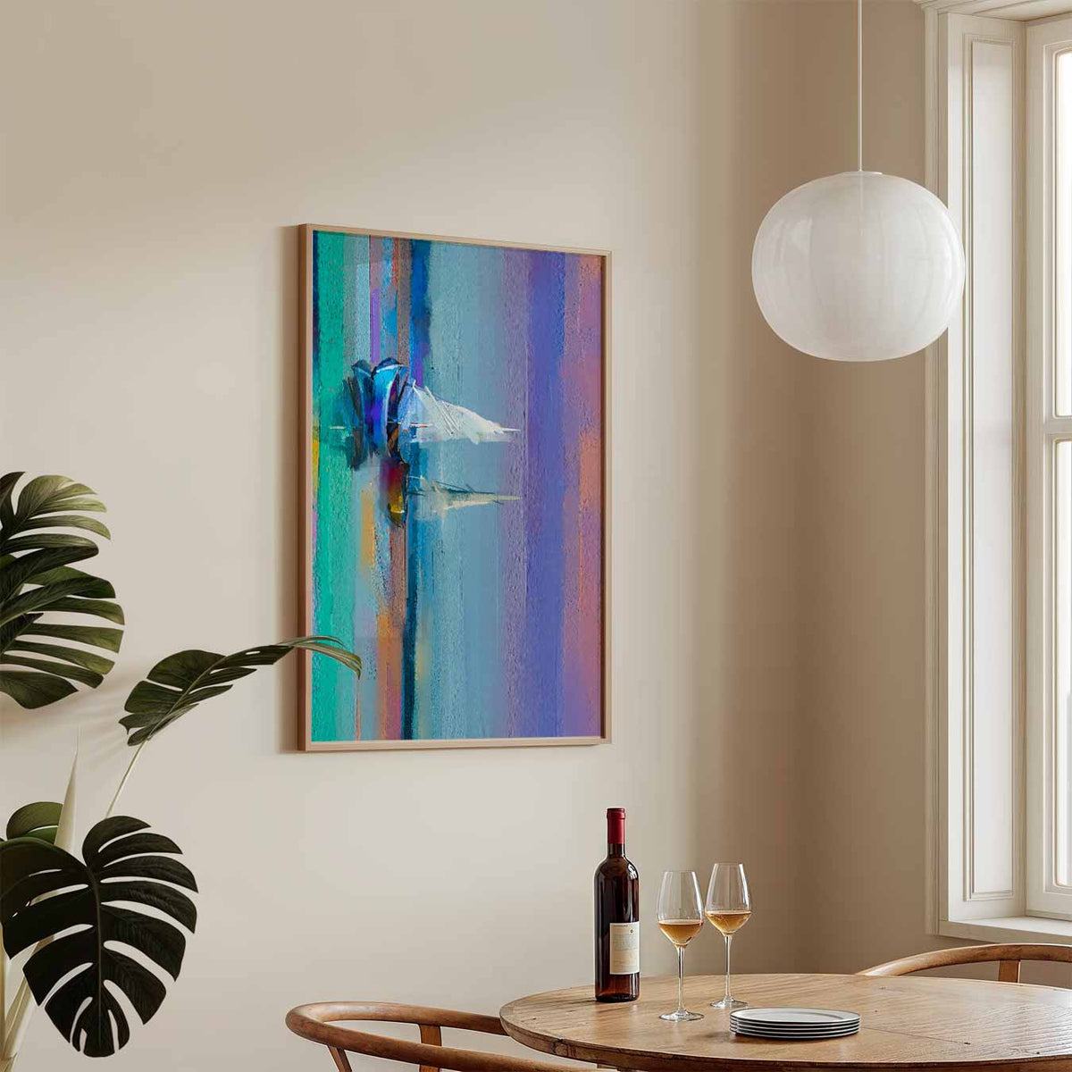 Abstracte Zeilboot – staande Popart wanddecoratie van WallArtistic