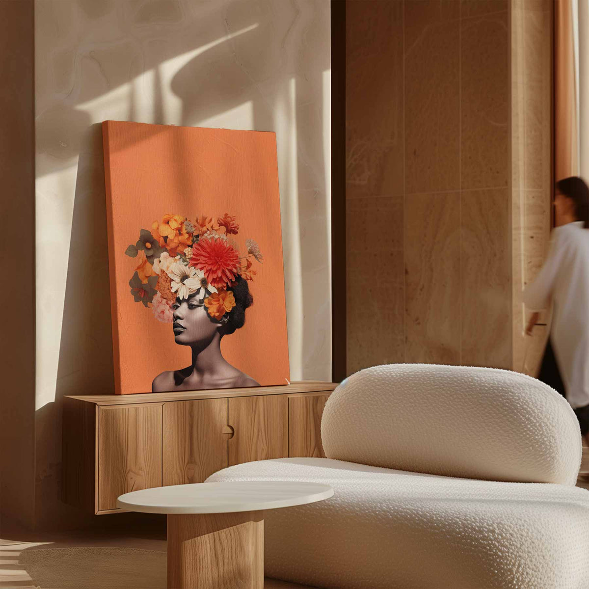 Bloemenfantasie Portret – dibond kunstwerk als wanddecoratie